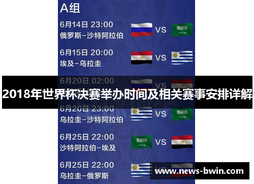 2018年世界杯决赛举办时间及相关赛事安排详解